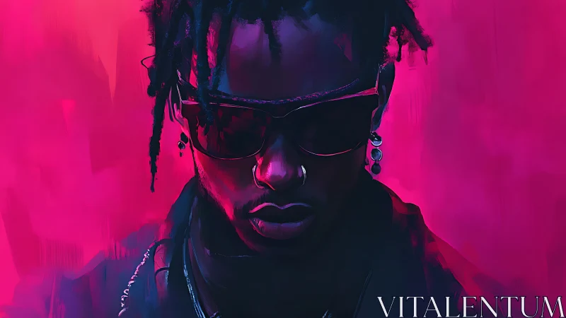 Neon dusk crowns a moody silhouette in electric magenta haze