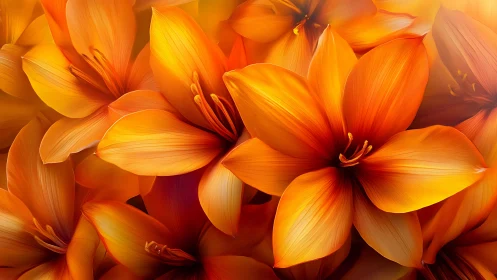Vibrant Orange Lily Blooms Close-up. Warm florals.