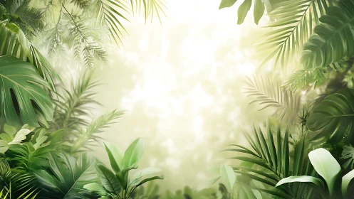 Sunlight Filters Through Lush Tropical Canopy.