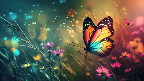 Vivid macro butterfly rendered with bokeh-rich shallow depth of field