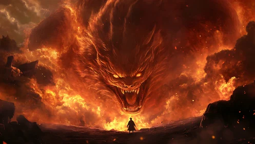 Infernal colossus leans from the firestorm to test one soul