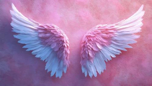 Cotton-candy angel wings quietly bloom across rosy sky