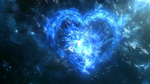 Luminous Blue Energy Core: Digital Heart Composition.