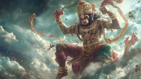 Sky-leaping monkey warrior wrapped in swirling golden light.