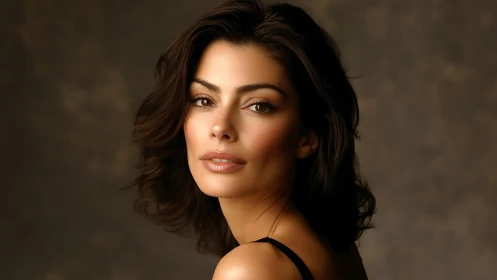 Portrait headshot with soft light on elegant woman face.