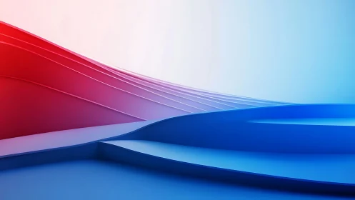 Curved gradient planes form layered red to blue abstract surface