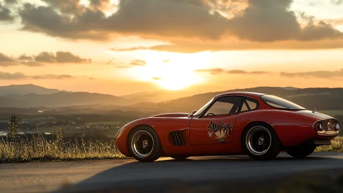 Sunset racer rests above valleys in molten gold light.