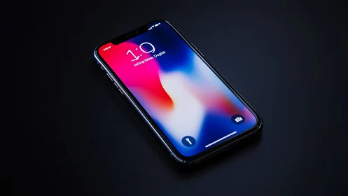 Modern smartphone displaying vibrant gradient lock screen.