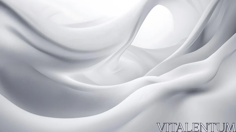 Flowing White Fabric Abstract Art with Smooth Minimalist Style.