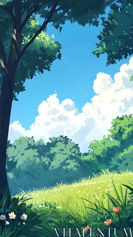 Pastoral Landscape with Luminous Sky and Compositional Tree Framing