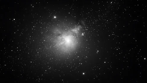 Luminous galactic nebula glows softly amid dense star field