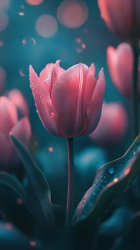 Macro tulip morphology with cinematic bokeh illumination.