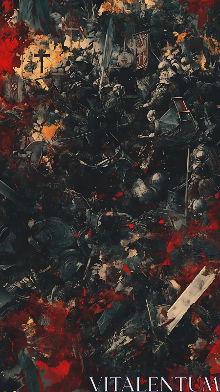 Crusader maelstrom swirling in rust, ash, and scarlet storm.