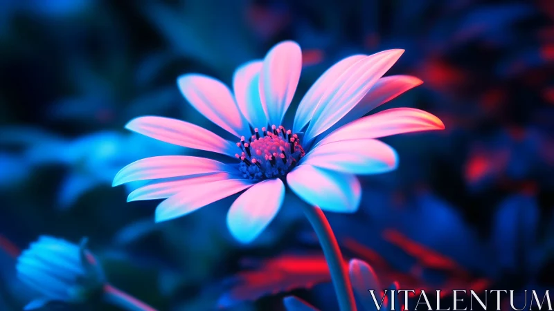 Neon Daisy Dreams Bloom Against Electric Twilight