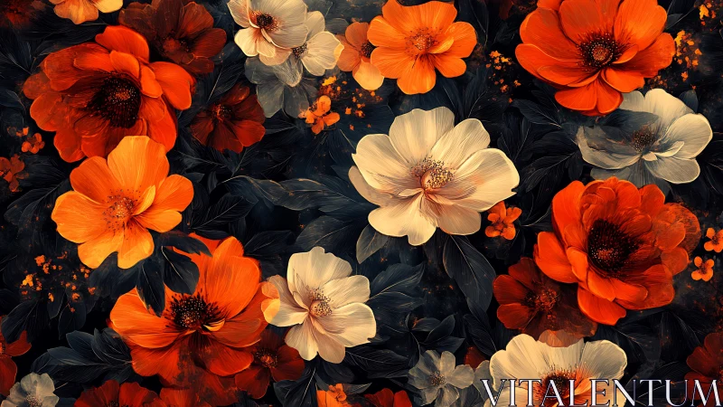 Velvet Fire Blooms: Crimson Dreams Against Midnight.