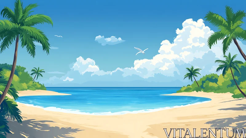 Tropical Lagoon Dreams: Where Palms Kiss Sandy Shores.