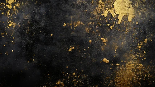 Golden splashes dancing over deep, velvety black texture.