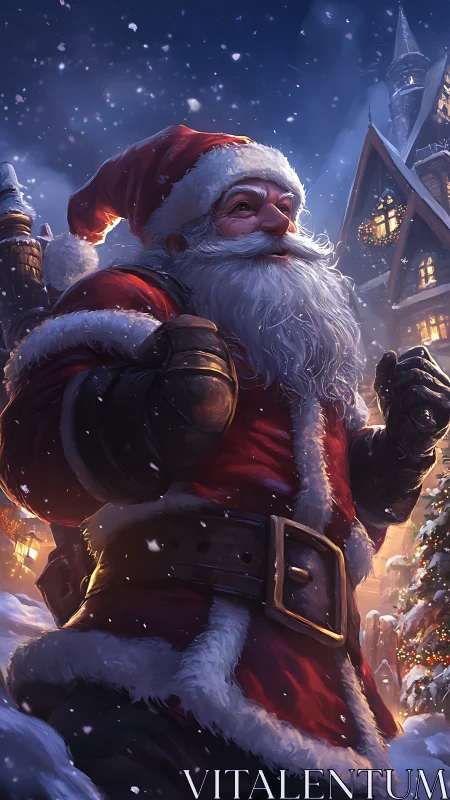 Joyful Santa Claus bringing cozy winter magic tonight.