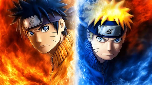 Fiery and icy ninja halves reveal intense inner power