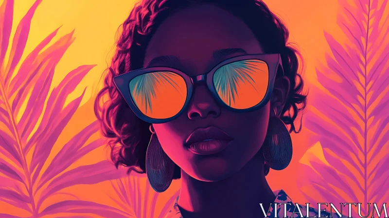 Neon palm reflections crown a cool summer daydreamer.