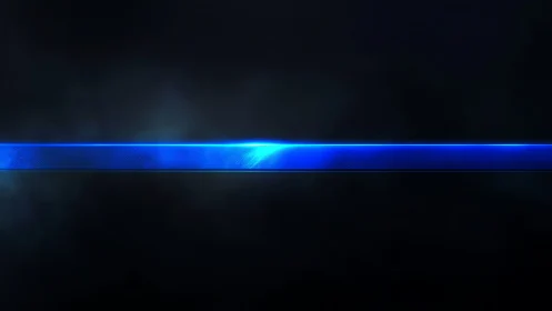 Luminous blue energy bar across deep smoky black field.