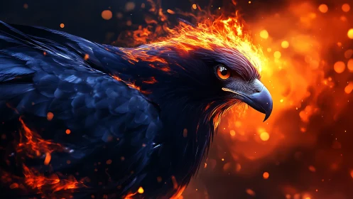 Majestic Fiery Phoenix in Dark Fantasy Style with Vivid Flames.