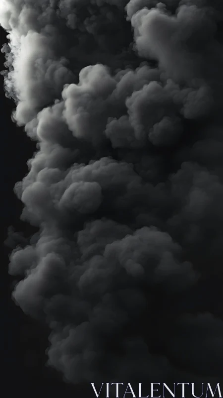 Billowing dark smoke clouds roll upward through deep shadow