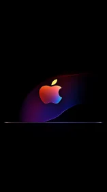 Colorful apple-shaped logo glows above thin horizontal line