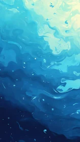 Vertical abstract blue gradient suggests fluid motion study