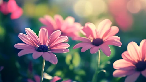Daisy Dreams: Pink Petals in Soft Afternoon Glow.