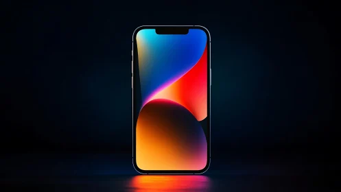 Modern Smartphone with Vibrant Gradient Wallpaper Display