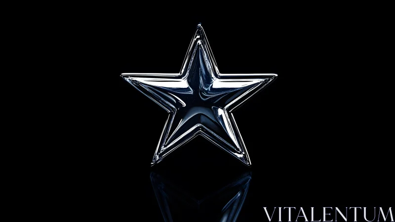 Shiny Metallic Star on Black Background, Modern Minimalist Style.