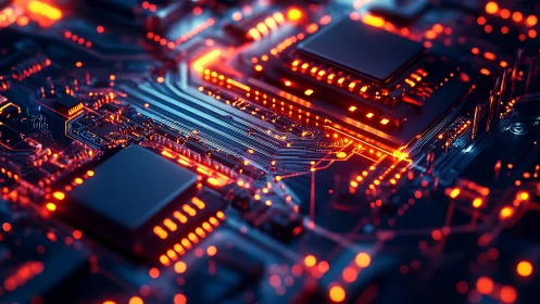 Glowing circuit board quietly celebrates the heart of modern tech