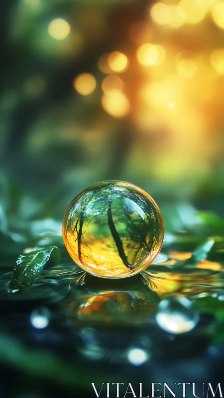 Forest dawn trapped in a dewdrop oracle sphere.