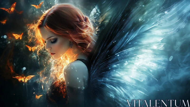 Luminescent winged muse in high-fantasy digital painting.
