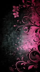 Neon Floral Grunge Against Black - Digital Design.