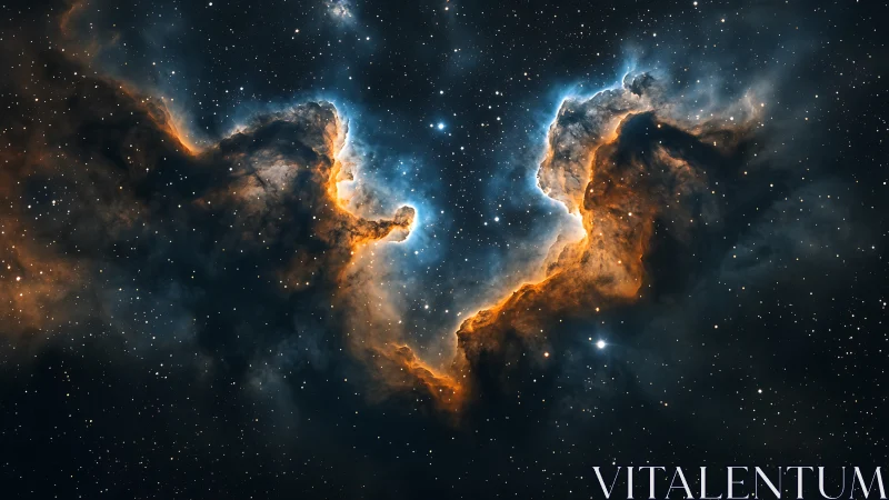 Nebula forms luminous wings against a star-filled cosmos.