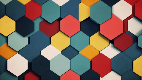 Hexagonal chromatic tessellation with layered depth mapping.