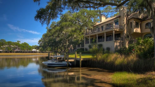 Southern Riverfront Estate Where Spanish Architecture Meets Tidal Waters