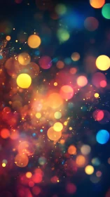 Chromatic bokeh nebula with luminous multicolor particles.