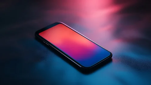 Smartphone with gradient display glowing in dark tech atmosphere