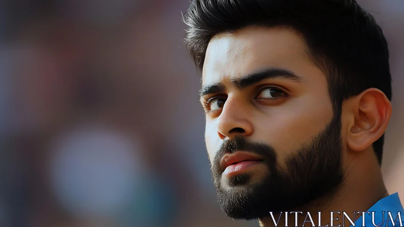 Intense close-up portrait with shallow depth of field focus.