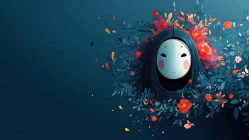 Masked spectral figure in floral vector diffusion field.