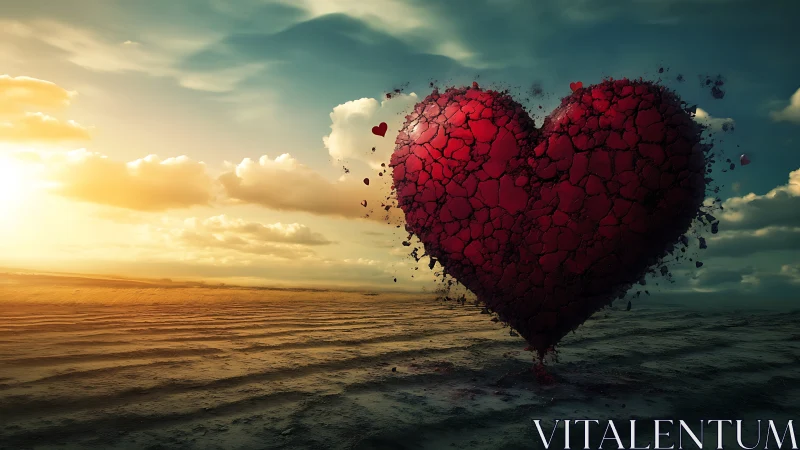 Large Heart Form Fragmenting Against Coastal Landscape