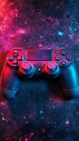 PS4 DualShock 4 Controller with Neon Cyberpunk Aesthetic Lighting.