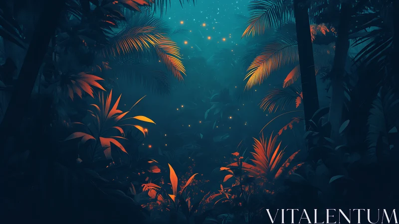 Luminescent Jungle Dreams Under Teal Starlight.
