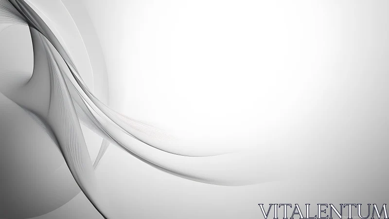 Silken grayscale ribbons drifting across a quiet white sky.