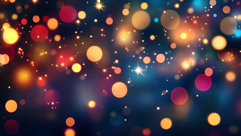 Softly glowing bokeh lights drifting through night air.