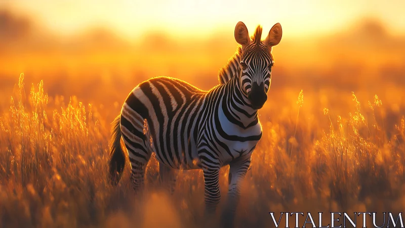 Sunlit zebra duo strolling through molten-gold savanna.
