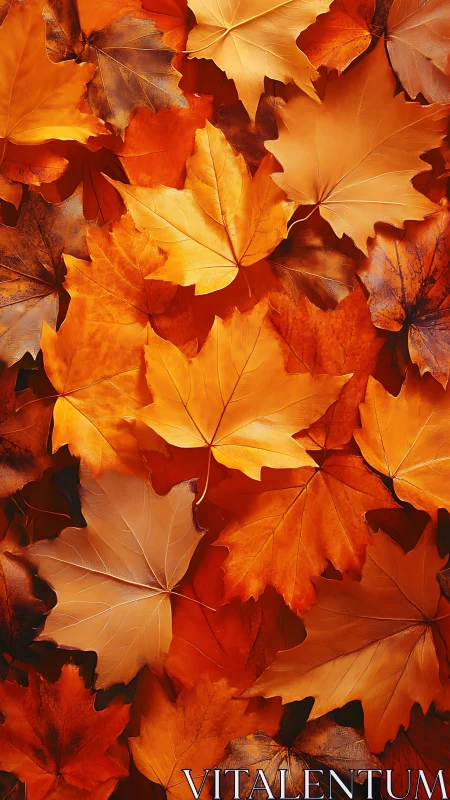 Orange and brown autumn maple leaves in dense pattern.